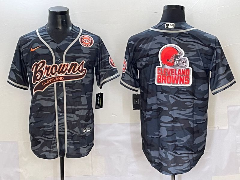 Men 2025 Cleveland Browns Blank Camo Joint Name Nike Limited NFL Jersey style 5